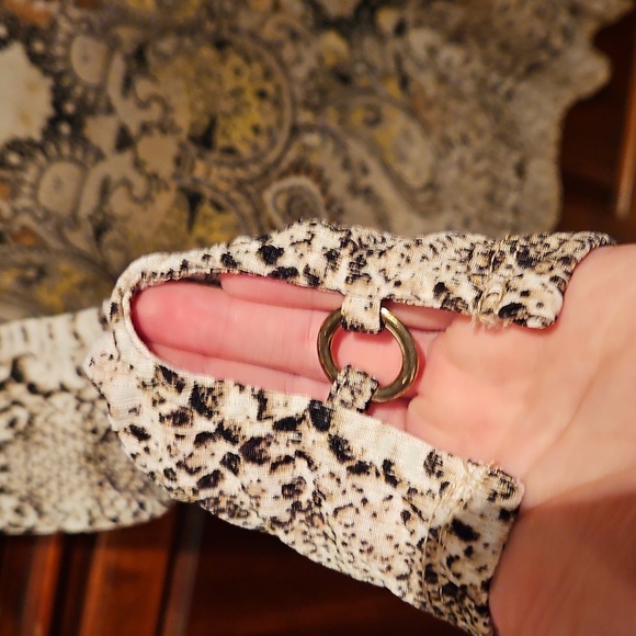 Dana Buchanan Long Sleeve Blouse, Lightweight, Olive Green And Cream, Sz L - Picture 5 of 8